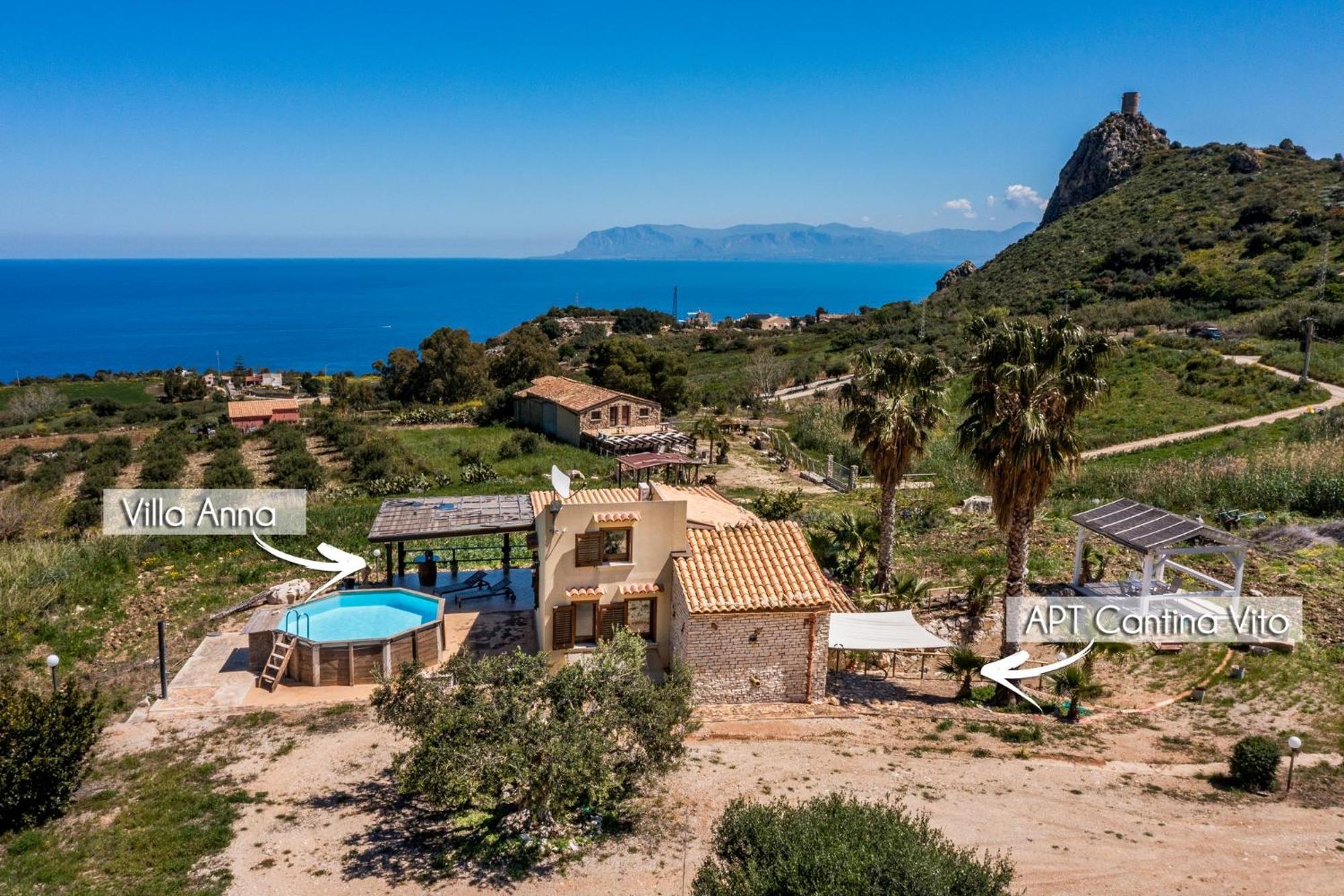 Apt Villa Anna E Apt Cantina Vito Vicinissimi Alla Riserva Dello Zingaro Scopello  Exterior foto